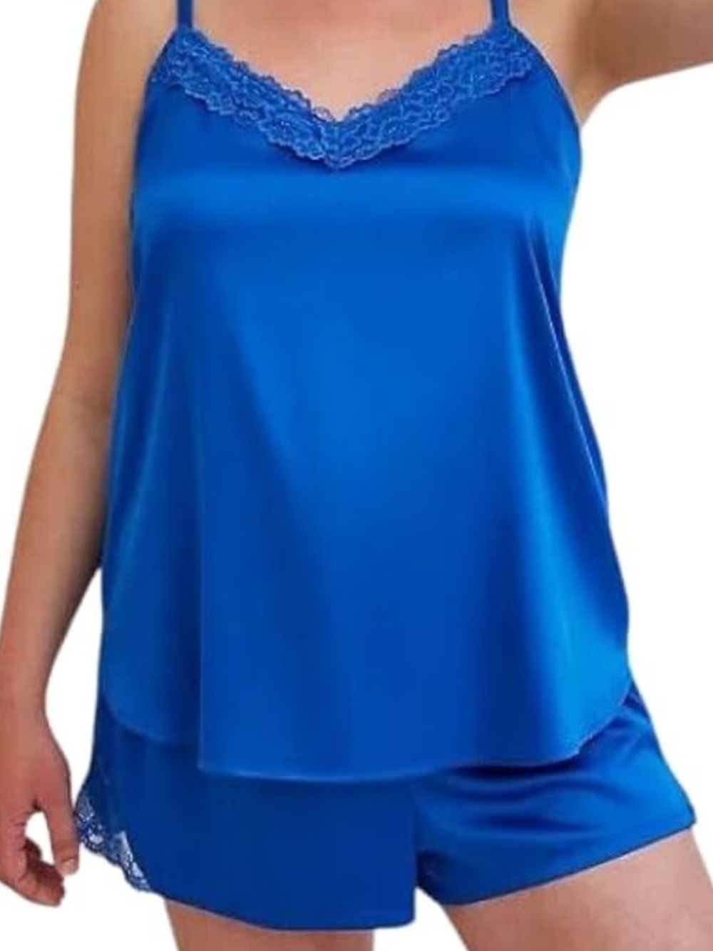 torrid Royal Blue Satin Lace-Trim Cami & Short Set Size 5